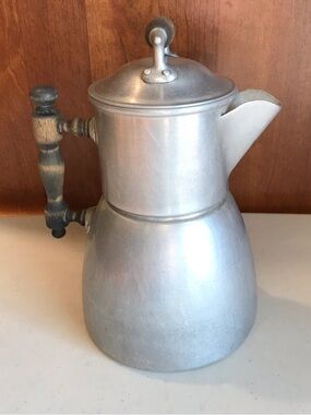 Antique Wearever Aluminum and Wood Coffee Pot  Trademark 1902
